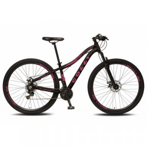 Bicicleta Alumínio Aro 29 Colli High Performance 21 Velocidades Quadro 15.5" - Preto fosco com rosa neon
