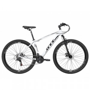 Bicicleta Alumínio Aro 29 GTI Roma 24 Velociades Quadro 17" - Branco com Preto