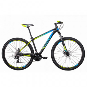Bicicleta Alumínio Aro 29 Trinx M100-pro 24 Velocidades Quadro 19" - Preto fosco com verde e amarelo