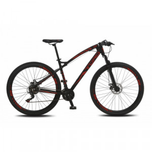 Bicicleta Alumínio Aro 29 Colli Toro Alavancas e Cambios Shimano 21 Velocidades Quadro 17" - Preto fosco com vermelho