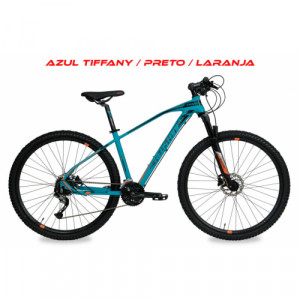 Bicicleta Aro 29 Redstone Lizard 27 Velocidades 19" - Azul tifanny com preto e laranja