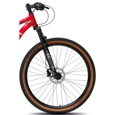 Bicicleta Alumínio Aro 29 Colli Allure Kit Shimano Tourney 21 Velocidades, Freio Mecânico, Suspensão com Trava no Guidão,  Quadro 19.0" - Vermelho com Bege