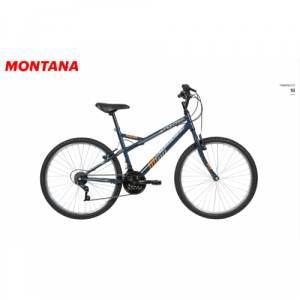 Bicicleta Aro 26 Caloi Montana 21 Velocidades - Azul escuro com laranja e branco