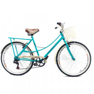 Bicicleta Aro 26 Route Liza Feminina 7 Velocidades - Azul com Branco