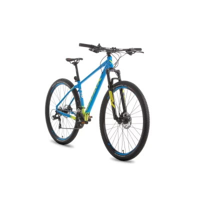 Bicicleta Alumínio Aro 29 Audax Havok SX Kit Shimano 21 Velocidades, Freio Hidraulíco, Garfo de Suspensão com Trava no Guidão, Quadro 17" ano 2023 - Azul Cyano com Amarelo