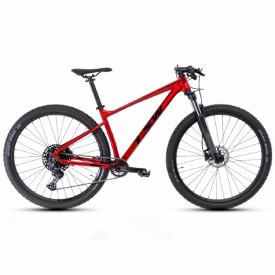 Bicicleta Alumínio Aro 29 TSW Hurry RS 12 Velocidades Quadro 17" Ano 2022 - Vermelho Metalizado com Preto