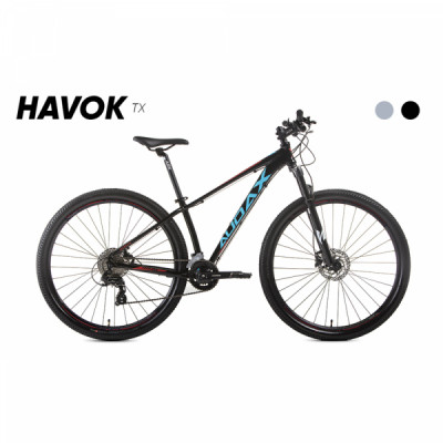 Bicicleta Alumínio Aro 29 Audax Havok TX 24 Velocidades Quadro 17" - Preto com Azul e Laranja