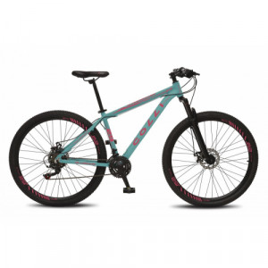 Bicicleta Alumínio Aro 29 Colli High performance 21 Velocidades Quadro 18" - Verde Aqua com rosa neon