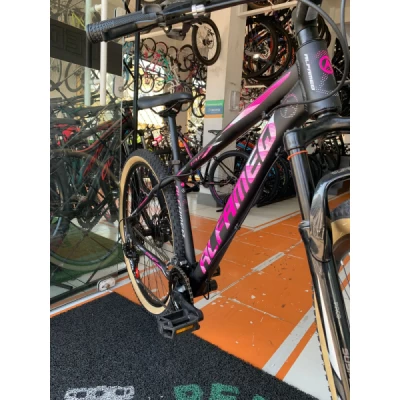 Bicicleta Alumínio Aro 29 Alfameq AFX 21 Velocidades Quadro 17" - Preto Fosco com Rosa e Branco