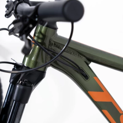 Bicicleta Alumínio Aro 29 TSW Yukon Shimano Deore 12 Velocidades Quadro 115.5" Ano 2022 - Verde metálico com Laranja