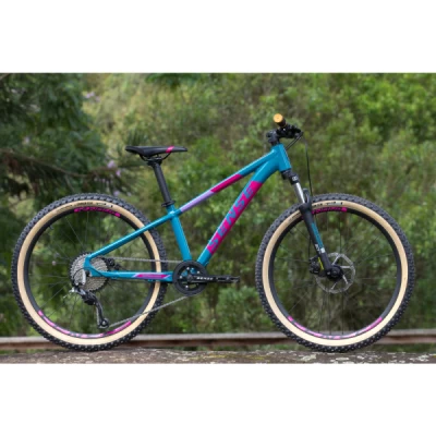 Bicicleta Alumínio Aro 24 Sense Grom 24 Kit Shimano Altus 9 Velocidades Ano 2022 - Verde Aqua com Rosa