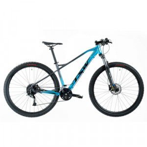 Bicicleta Alumínio Aro 29 TSW Stamina Shimano Alivio M4000 27 Velocidades Quadro 19" Ano 2020 - Azul com cinza e preto