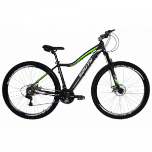 Bicicleta Alumínio Aro 29 South New feminina 21 Velocidades Quadro 19" - Preto, Verde e Cinza