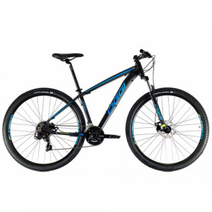 Bicicleta Alumínio Aro 29 Oggi Hacker Sport 21 Velociades Quadro 15.5" 2021 - Preto com Azul e Limão