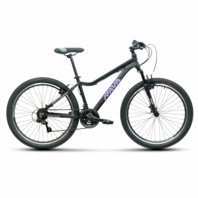 Bicicleta Alumínio Aro 26 Rava Land 21 Velocidades, Cambios Shimano, Garfo Suspensão, Quadro 17.0" - Preto com Violeta