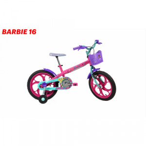 Bicicleta Aro 16 Caloi Barbie - Rosa com verde acqua e roxo