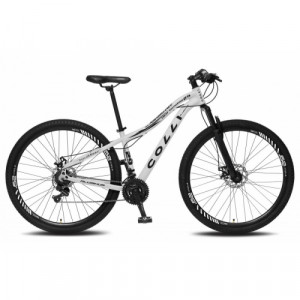 Bicicleta Alumínio Aro 29 Colli High Performance Alavancas e Cambios Shimano 21 Velocidades Quadro 15,5" - Branco com preto