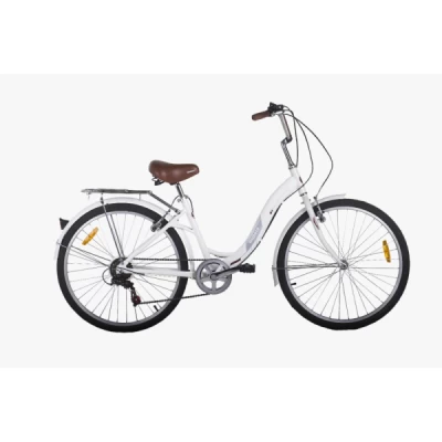 Bicicleta Alumínio Aro 26 Mobele City  7 Velocidades, Garfo Rigido, Paralamas e Bagageiro - Branco