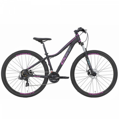 Bicicleta Alumínio Aro 29 Oggi Float Sport, Shimano Tourney 21 Velocidades, Quadro 15" - Preto fosco com Pink e Azul Tiffany