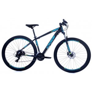 Bicicleta Aro 29 Oggi Hacker Hds 19" 2019 - Preto Fosco com Azul e Verde