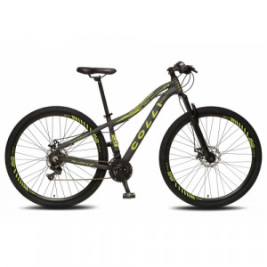 Bicicleta Alumínio Aro 29 Colli High Performance 21 Velocidades Quadro 15,5" - Grafite com Amarelo neon
