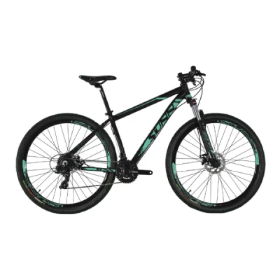 Bicicleta Alumínio Aro 29 SunnBr Apollo Plus Kit Shimano 21 Velociades Quadro 15.5" 2022 - Preto com Verde Tiffany