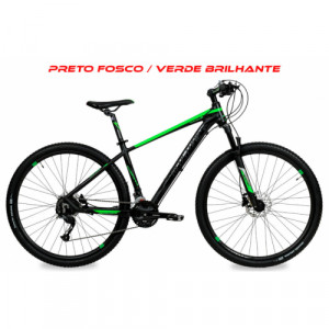 Bicicleta Aro 29 Redstone Macroplus 27 Velocidades 19" - Preto fosco com verde