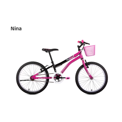 Bicicleta Aro 20 Houston Nina Com Cestinha - Rosa com Preto