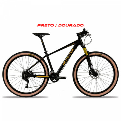 Bicicleta Alumínio Aro 29 Redstone Macropus 18 Velociades Quadro 19" - Preto com Dourado