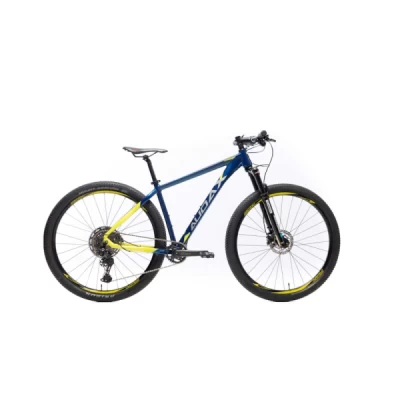 Bicicleta Alumínio Aro 29 Audax ADX 300 Shimano CUES 11Velocidades, Freio Hidraulíco, Garfo de Suspensão a Ar, Quadro 19" ano 2024 - Azul Metálico com Amarelo