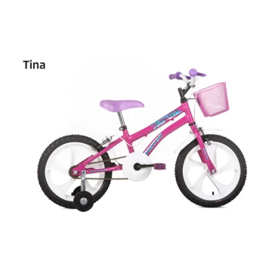 Bicicleta Aro 16 Houston Tina Com Rodinha Lateral e Cestinha - Rosa