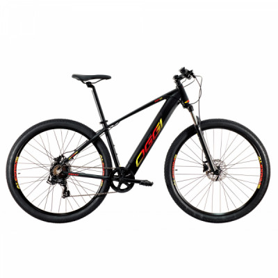 Bicicleta Elétrica Alumínio Aro 29 Oggi BW 8.0 Quadro 17" 2021 - Preto com Vermelho e Amarelo