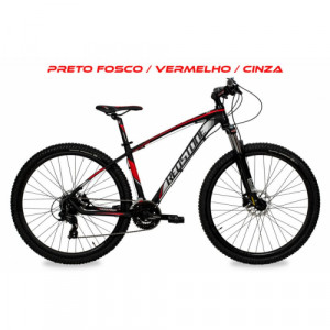 Bicicleta Alumínio Aro 29 Redstone Aborygen 24 Velocidades Quadro 19" - Preto fosco com vermelho e cinza