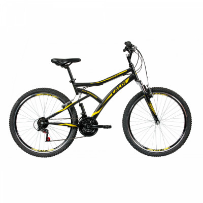Bicicleta Aro 26 Caloi Andes Velocidades - Preto fosco com amarelo