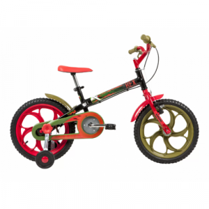 Bicicleta Aro 16 Caloi Power Rex Ano 2020 - Preto com Verde e Vermelho