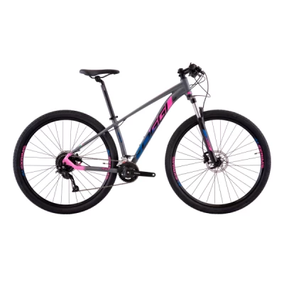 Bicicleta Alumínio Aro 29 Oggi Big Wheel 7.0 18 Velocidades Quadro 15,5" Ano 2023 - Grafite, Azul e Pink