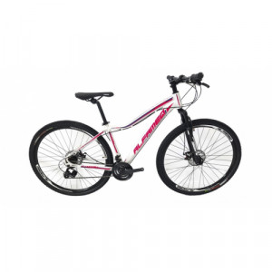 Bicicleta Alumínio Aro 29 Alfameq Pandora 21 Velocidades Quadro 15" - Branco com Rosa