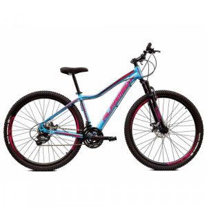 Bicicleta Alumínio Aro 29 Alfameq Pandora 21 Velocidades Quadro 15" - Azul com Rosa