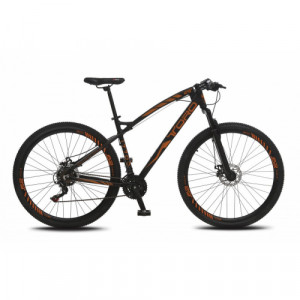 Bicicleta Alumínio Aro 29 Colli Toro Alavancas e Cambios Shimano 21 Velocidades Quadro 17" - Preto fosco com laranja