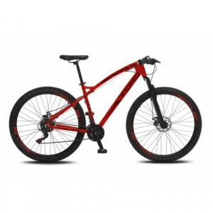 Bicicleta Alumínio Aro 29 Colli Toro Alavancas e Cambios Shimano 21 Velocidades Quadro 17" - Vermelho Fosco com Preto