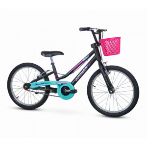 Bicicleta Aro 20 Nathor Grace - Preto com Verde Aqua e Rosa