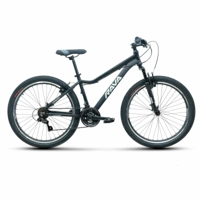 Bicicleta Alumínio Aro 26 Rava Land 21 Velocidades, Cambios Shimano, Garfo Suspensão, Quadro 15.5" - Preto com Cinza