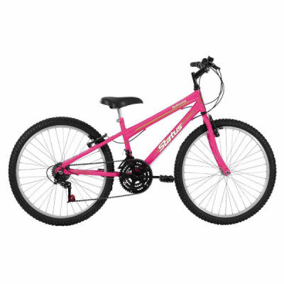 Bicicleta Aço Aro 24 Status Belissima 18 Velocidades - Rosa Barbie