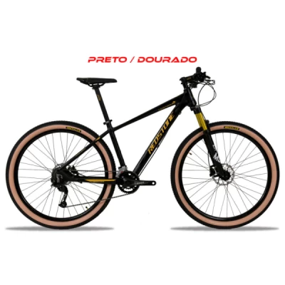 Bicicleta Alumínio Aro 29 Redstone Macropus Shimano Alivio 18 Velociades Quadro 19" - Preto com Dourado
