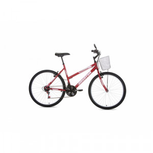 Bicicleta Aro 26 Houston Foxer Maori 21 Velocidades - Vermelho com rosa e branco