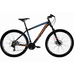 Bicicleta Alumínio Aro 29 South Legend 21 Velocidades Quadro 17" - Preto fosco com azul e laranja