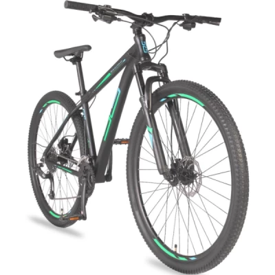 Bicicleta Alumínio Aro 29 Status Big Evolution 4.0, 27 Velocidades, Freio Hidraulíco, Quadro 17.0" - Grafite com Verde Acqua