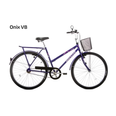 Bicicleta Aro 26 Houston  Onix VB com Descanso Lateral e Cesta - Violeta