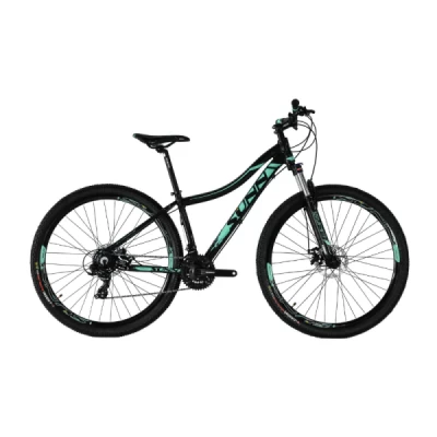Bicicleta Alumínio Aro 29 SunnBr Apollo Plus feminina Kit Shimano 21 Velociades Quadro 17" 2022 - Preto com Verde Tiffany